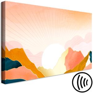 Obraz Sluneční kraj (1-dílný) široký - abstraktní slunce za horami