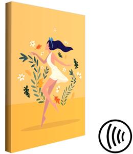 Obraz Tančící mezi květinami (1-dílný) svislý - žena mezi rostlinami