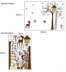 Živá Zeď Samolepka Strom a lesní zvířátka