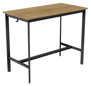 Barový stůl černý A10 XL, dekor dřeva dub Hamilton, 130 x 68 cm MASIVNÍ PODNOŽ: Masiv dub, odstín černý