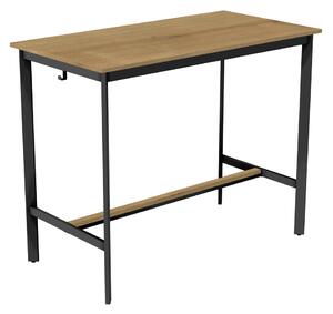 Barový stůl černý A10 XL, dekor dřeva dub Hamilton, 130 x 68 cm MASIVNÍ PODNOŽ: Masiv dub, odstín Hamilton