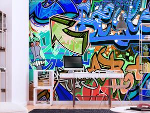 Fototapeta Městský mural - graffiti v modrých tónech pro teenagera