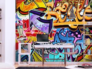 Fototapeta Městský mural - barevné graffiti s nápisy pro teenagera