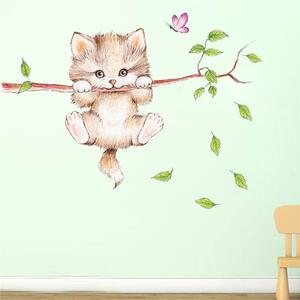 Živá Zeď Samolepka Malé kotě na větvi