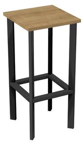 Barová židle černá A11, dekor dřeva dub Hamilton MASIVNÍ PODNOŽ: Masiv dub, odstín černý