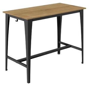 Barový stůl černý A30 XL, dekor dřeva dub Hamilton, 130 x 68 cm MASIVNÍ PODNOŽ: Masiv dub, odstín černý