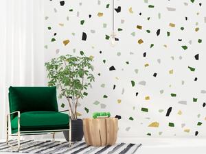 Fototapeta Zelená abstrakce se zlatem - vzor na bílém pozadí do obývacího pokoje