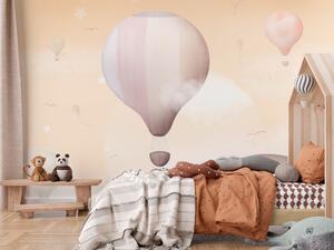 Fototapeta Krajina pro děti - pastelové balónky na pozadí nebe s bílými obláčky