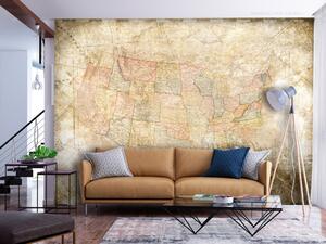 Fototapeta USA - mapa států s geografickými názvy a kompasem ve vintage stylu