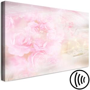 Obraz Okázalé Růže (1-dílný) - Růžové květy a světlá abstrakce na pozadí