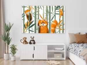 Obraz Veselé Červené Pandy (3-dílný) - Zvířata a rostliny pro děti