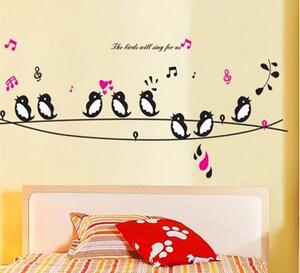 Živá Zeď Samolepka Zpívající ptáčci
