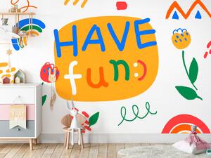 Fototapeta Barevný nápis have fun - barevné kresby na bílém pozadí pro děti