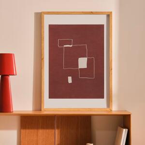 Červený abstraktní plakát Kave Home Evilda 28 x 21 cm