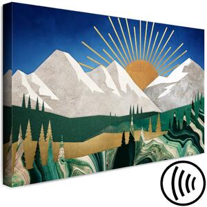 Obraz Probouzení - grafika s východem slunce na pozadí vysokých hor