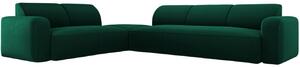Lahvově zelená sametová rohová pohovka MICADONI Greta 315 cm, levá