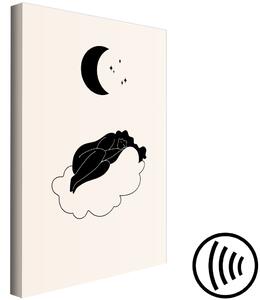 Obraz Monochromatický minimalismus - dívka spící na mraku ve světle měsíčního světla