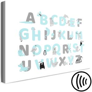 Obraz Anglická abeceda pro děti - modrá a šedá písmena se zvířátky