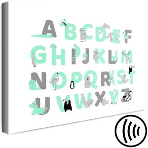 Obraz Anglická abeceda pro děti - mátová a šedá písmena se zvířátky