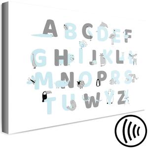 Obraz Polská abeceda pro děti - modrá a šedá písmena se zvířátky