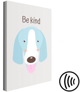Obraz Buď laskavý (1-dílný) - modrý pes a motivační heslo pro děti