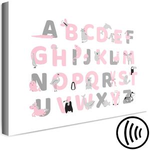 Obraz Anglická abeceda pro děti - růžová a šedá písmena se zvířátky