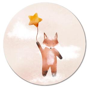 Kulatý obraz Liška a hvězda - dětská ilustrace s malým obyvatelem lesa