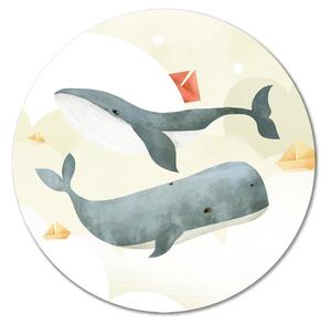 Kulatý obraz Akvarelové velryby - barevná podmořská zvířata