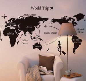 Živá Zeď Samolepka Mapa Cesta kolem světa