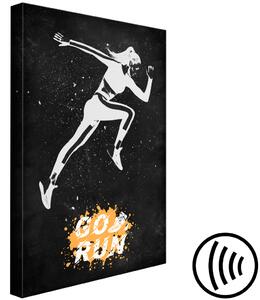 Obraz Běžící žena (1-dílný) - motivační text na černém pozadí