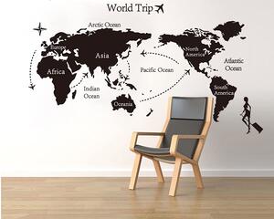 Živá Zeď Samolepka Mapa Cesta kolem světa