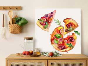 Obraz Plátek pizzy - ručně malovaný italský kuchyňský motiv
