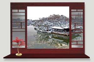 Živá Zeď Samolepka Okno do Asie v zimě