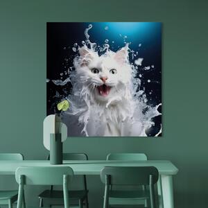 Obraz AI lesní kočka - Fantasy portrét mokrého domácího mazlíčka - čtverec