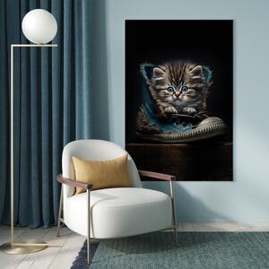 Obraz AI mainská mývalí kočka - drobné modrooké zvířátko v botě - vertikální