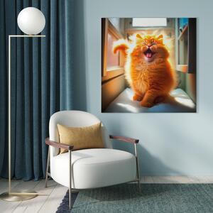 Obraz AI lesní kočka - usmívající se červené zvíře s dlouhou srstí - čtverec