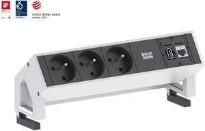 Elektro zásuvka Bachmann Desk 2 3x 230V 2x USB nabíječka bílá 902.3111