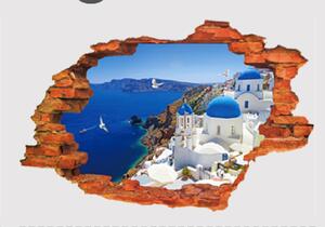 Živá Zeď Samolepka 3D Výhled na Řecko