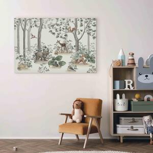 Obraz Lesní příběh - akvarelová kompozice pro děti se zvířaty
