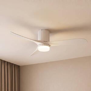 Lucande Stropní ventilátor LED Novri, bílý, Ø 132 cm,, Bílá / opál, Obývací pokoj / jídelna, Moderní