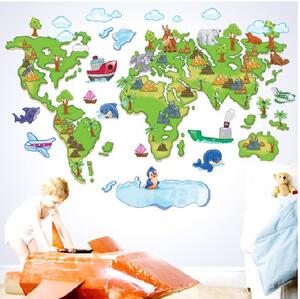 Živá Zeď Samolepka Dětská mapa světa pro děti