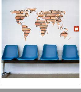 Živá Zeď Samolepka Mapa světa z cihel