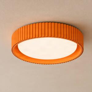 Lindby LED stropní svítidlo Colbie, oranžové s žebrováním, Ø 46 cm, stmívatelné., stmívatelný, Žlutá / oranžová, Obývací pokoj / jídelna, Young lifestyle