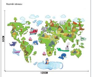Živá Zeď Samolepka Dětská mapa světa pro děti
