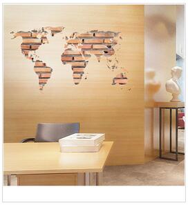 Živá Zeď Samolepka Mapa světa z cihel