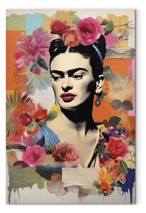 Obraz Portrait of the Painter - Frida Kahlo on a Pastel Floral Background