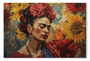 Obraz Frida Kahlo - Woman Against a Background of Sunflowers in the Style of Van Gogh’s Paintings