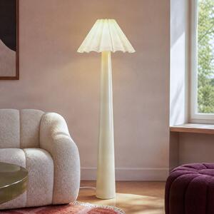 Lindby Stojací lampa Lotte, 150 cm, béžová, kov, textil, E27, Bílá / opál, Obývací pokoj / jídelna, Textil / tkanina / hedvábí, Moderní