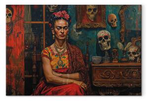 Obraz Frida Kahlo - Composition With the Painter Sitting in a Room With Skulls