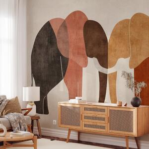 Fototapeta Geometric Elephants - Composition in Terracotta-Inspired Colors
